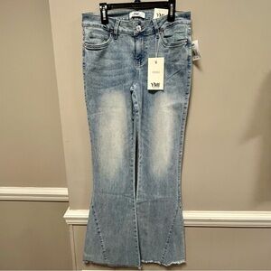 YMI Women's Light Blue Flare Jeans Sz 5/27 or 9/29 NWT Raw Hem